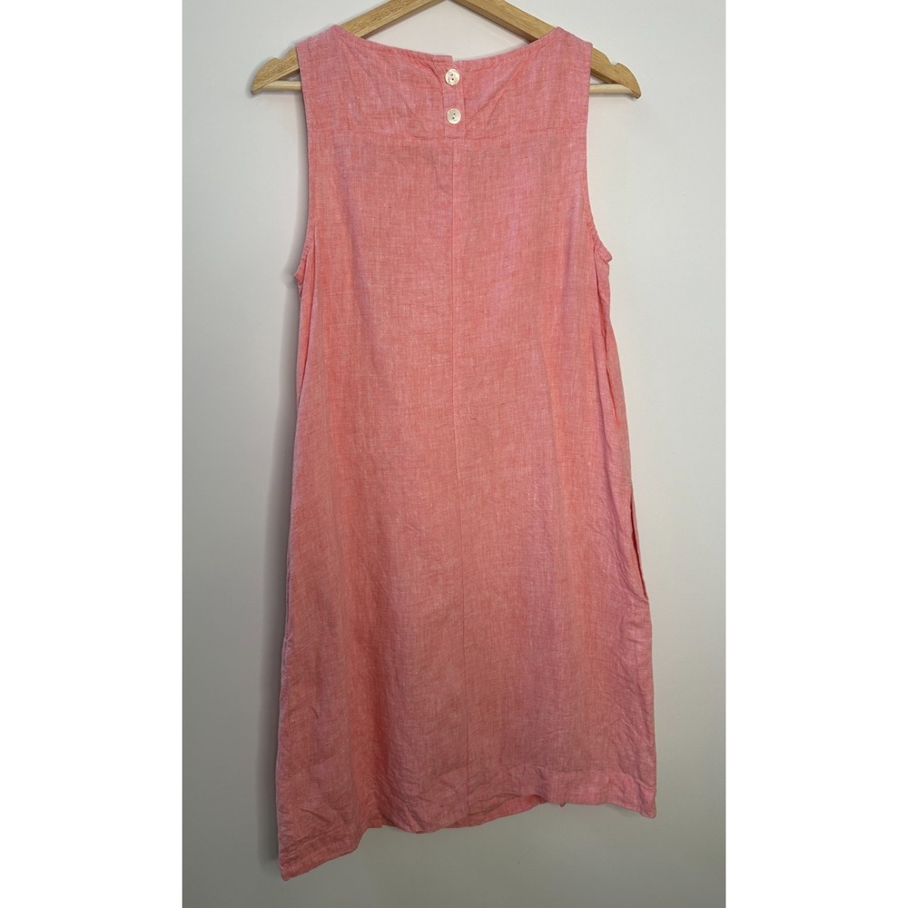 J. Jill Love Linen Shift Dress Pockets Sleeveless Button Bottom Coral Small - Picture 5 of 11
